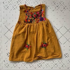 Girls Yellow Embroidered Dress
